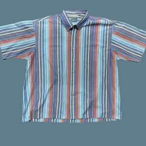 Sir William Vintage Big & Tall Striped Multicolored Button Front Shirt Men's 2XL